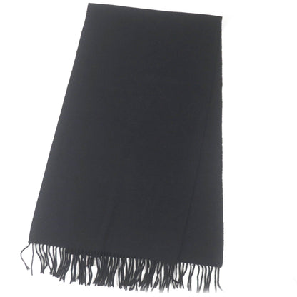 Hermes 100% Cashmere Logo Embroidery Fringe Scarf/Shawl In Black