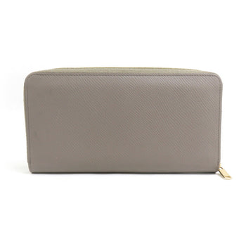 Celine Round Long Wallet Leather Greige