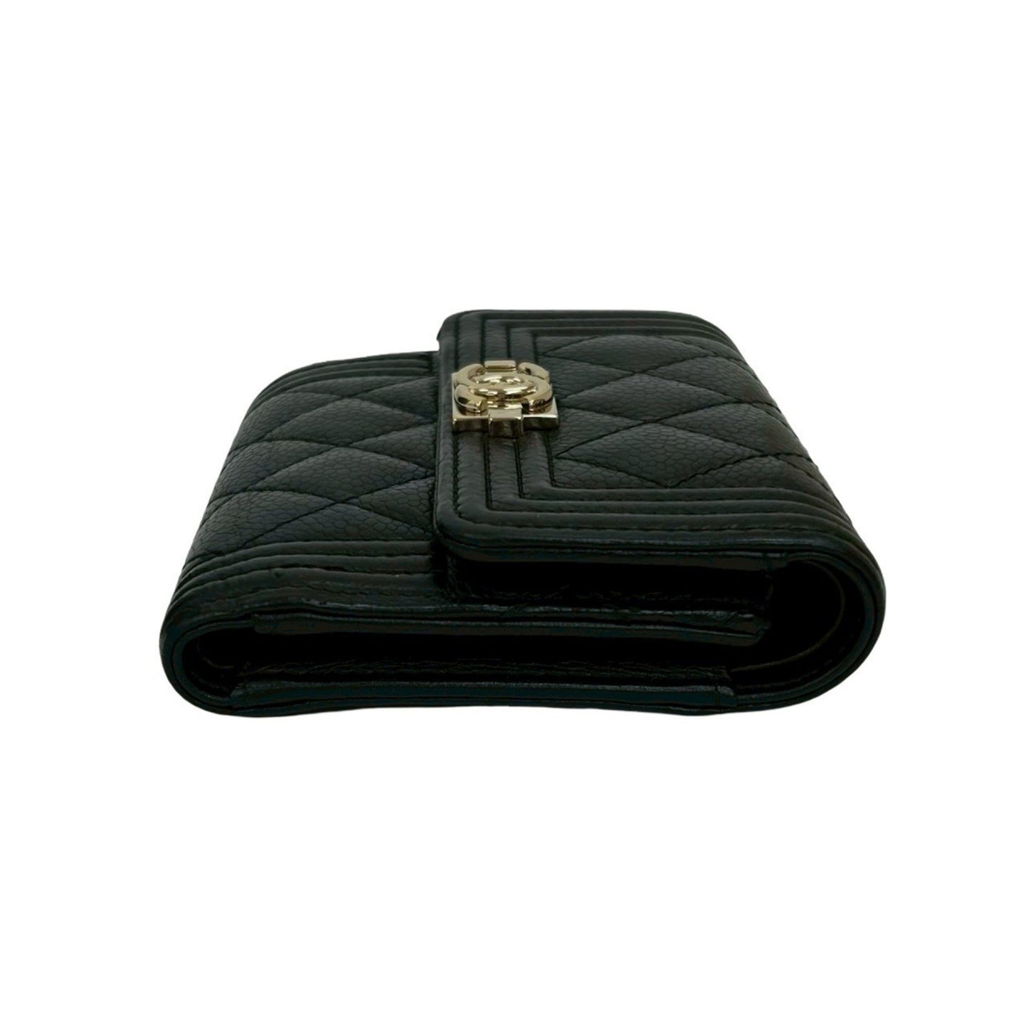 Chanel Matelasse Coco Mark Caviar Leather Tri-Fold Wallet