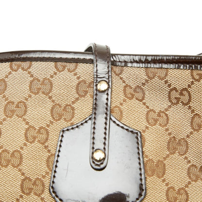 Gucci Gg Canvas Sherry Line Jolie Tote Bag Shoulder 211970 Beige Brown Enamel