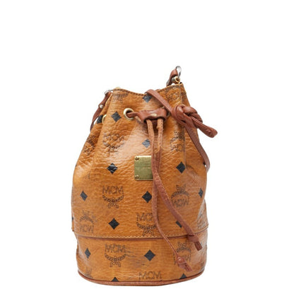 Mcm Visetos Logogram Shoulder Bag In Brown Leather