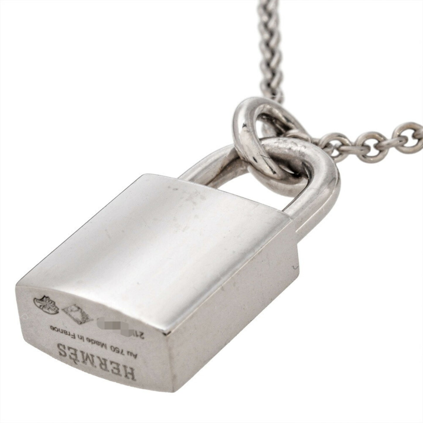 Hermes Herms Amulet Cadena Necklace 18K White Gold 9.4G Diamond