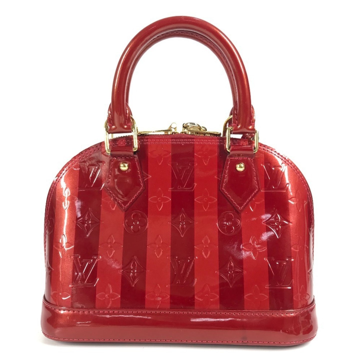 Louis Vuitton M91593 Vernis Rayeur Stripe Alma Bb 2-Way Shoulder Bag/Handbag In Patent Leather