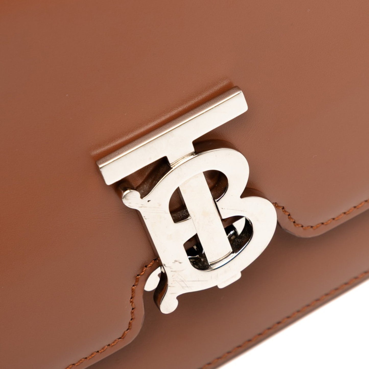 Burberry Tb Logo Shoulder Bag In Brown Leather