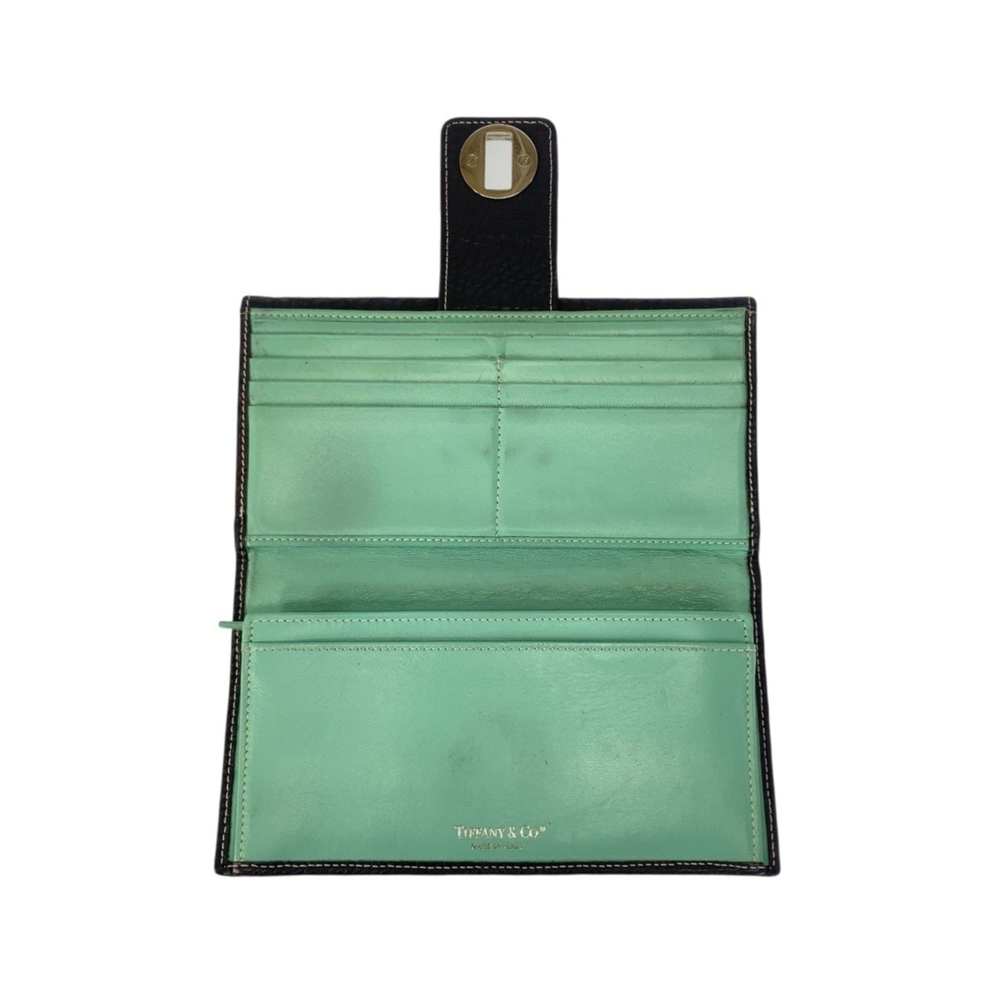Tiffany & Co. Tiffany Black/Tiffany Blue Leather Long Wallet H30963G