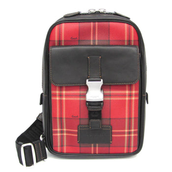 Coach Track Pack With Tartan Plaid Print Cc029 Men'S Leather