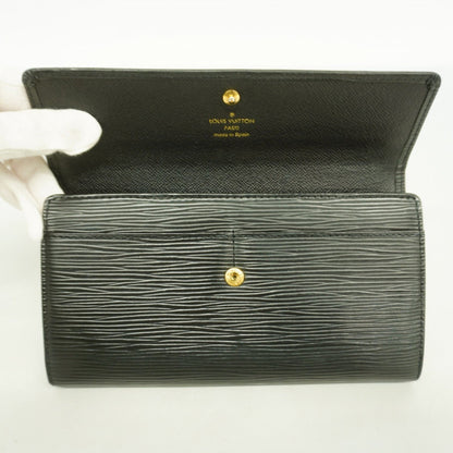 Louis Vuitton Epi Leather Long Wallet Porte Monnaie Credit M63592 Noir