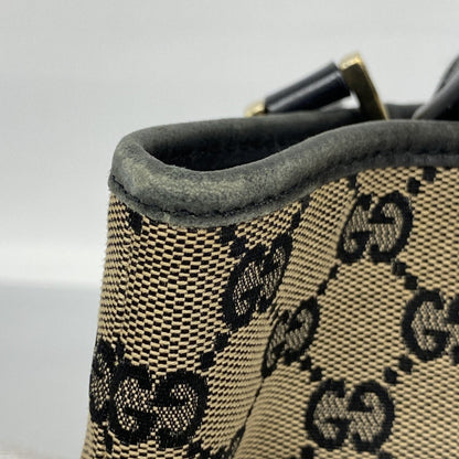Gucci Tote Bag Gg Canvas 002 1099 Brown Black Champagne