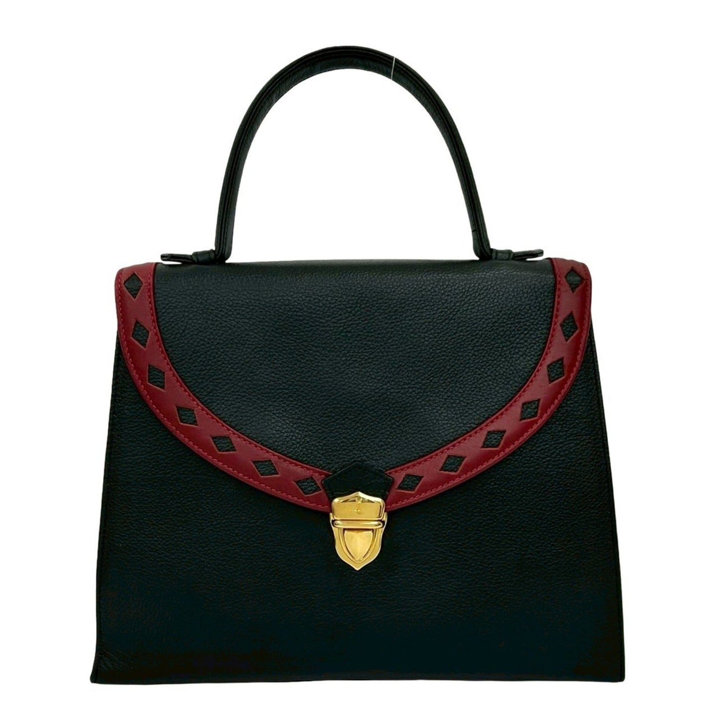 Yves Saint Laurent Ysl Logo Cutout Perforated Leather Handbag In Black