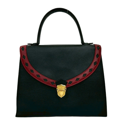 Yves Saint Laurent Ysl Logo Cutout Perforated Leather Handbag In Black