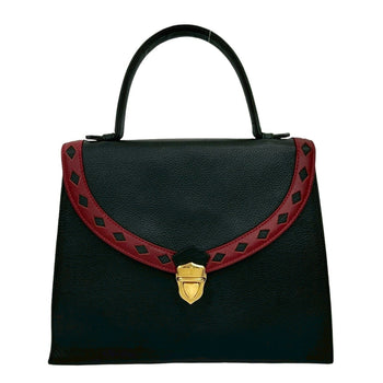 Yves Saint Laurent Ysl Logo Cutout Perforated Leather Handbag In Black