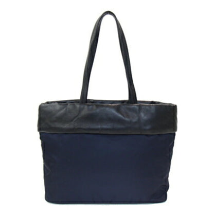 Prada Tote Bag 1Bg225 Navy Black Nylon Leather Shoulder