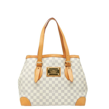 Louis Vuitton Damier Azur Hampstead Mm Tote Bag/Shoulder Bag N51206 White Leather