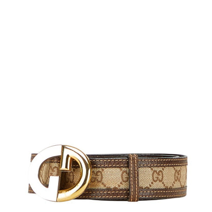 Gucci Gg Canvas Old Belt Size: 70 Beige Brown Leather