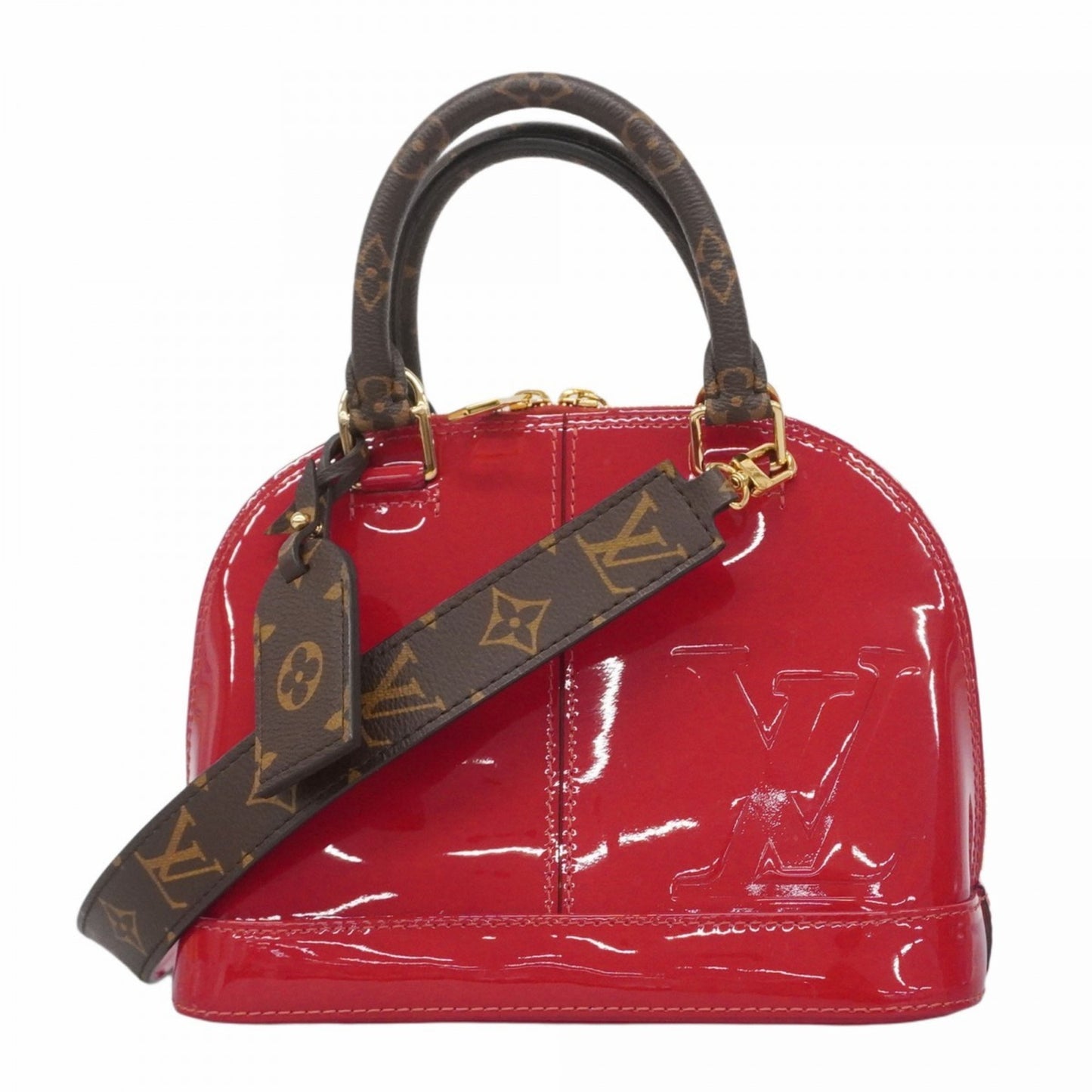 Louis Vuitton Vernis Monogram Alma Bb Handbag M52498 Scarlet 2-Way Bag