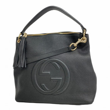 Gucci Soho Shoulder Bag 536194 Leather Black Champagne