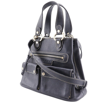 Bvlgari Maxi Rettale Handbag Shoulder Leather Black 2Way A5 Double