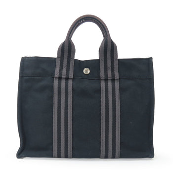 Hermes Handbag Foult Pm Canvas Black Grey