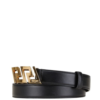 Versace Greca Belt Size: 85/34 Black Gold Leather Plated