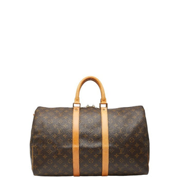 Louis Vuitton Monogram Keepall Bandouliere 45 Boston Bag/Travel Bag M41428 Brown Leather