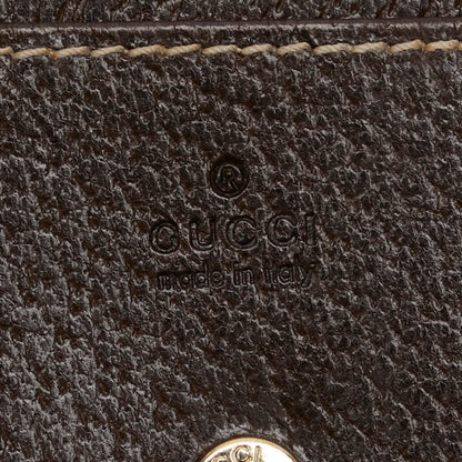 Gucci Gg Canvas Business Card Case 154165 Beige Brown Leather