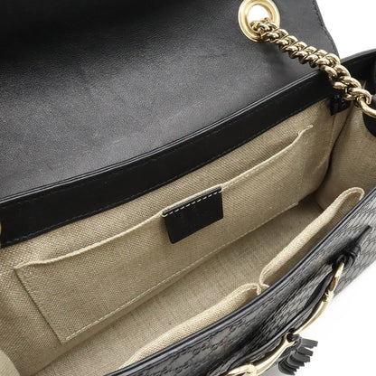 Gucci Micro Guccissima Emily Shoulder Bag Chain Tassel Leather Black 449635