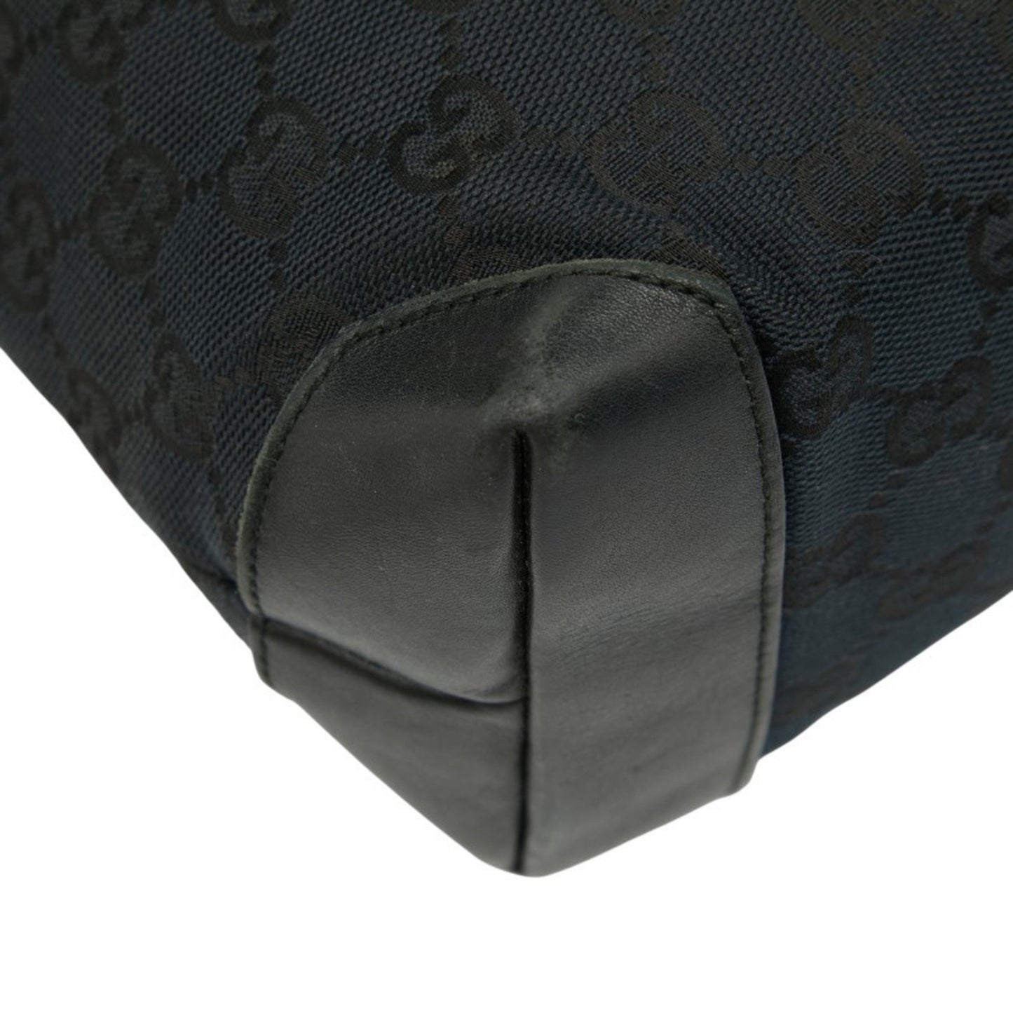 Gucci Gg Canvas Handbag 019 0402 Black Leather