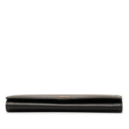Salvatore Ferragamo Long Wallet Black Leather