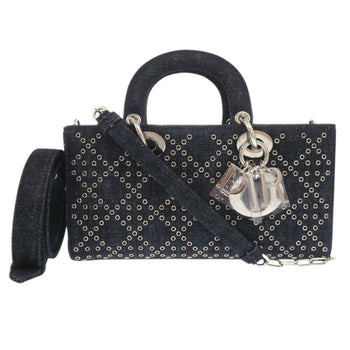 Unused Christian Dior Lady D-Joy Cannage Medium Denim Blue Handbag/Shoulder Bag 1196
