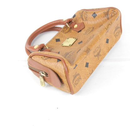 Mcm Visetos 010 Boston Bag Leather Brown