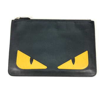 Fendi 7N0078 Pouch Bag Clutch Bag Black Yellow