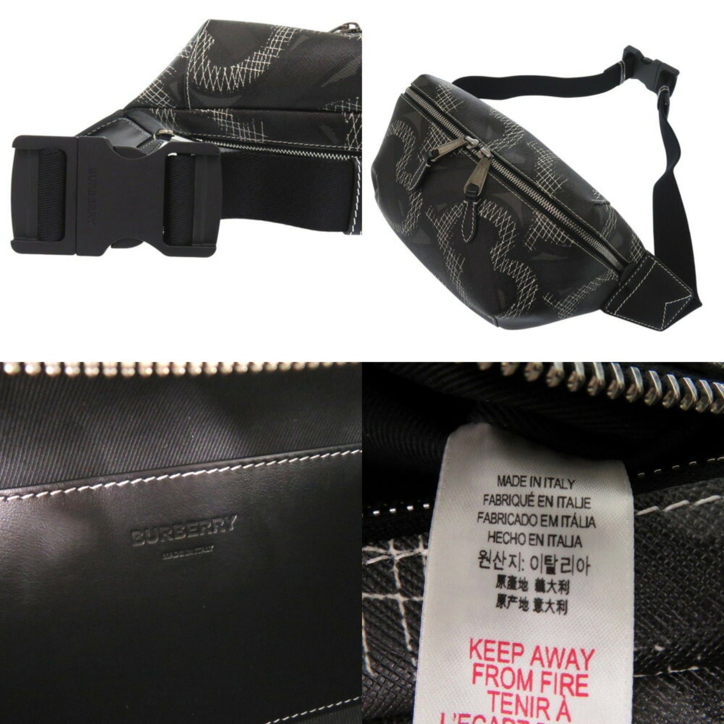 Burberry Tb Monogram Body Bag Waist Pvc Black 1380Burberry