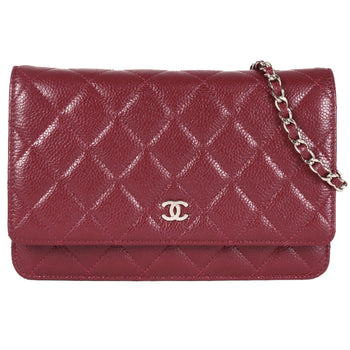 Chanel Coco Mark Matelasse Chain Wallet Caviar Skin A33814 Red