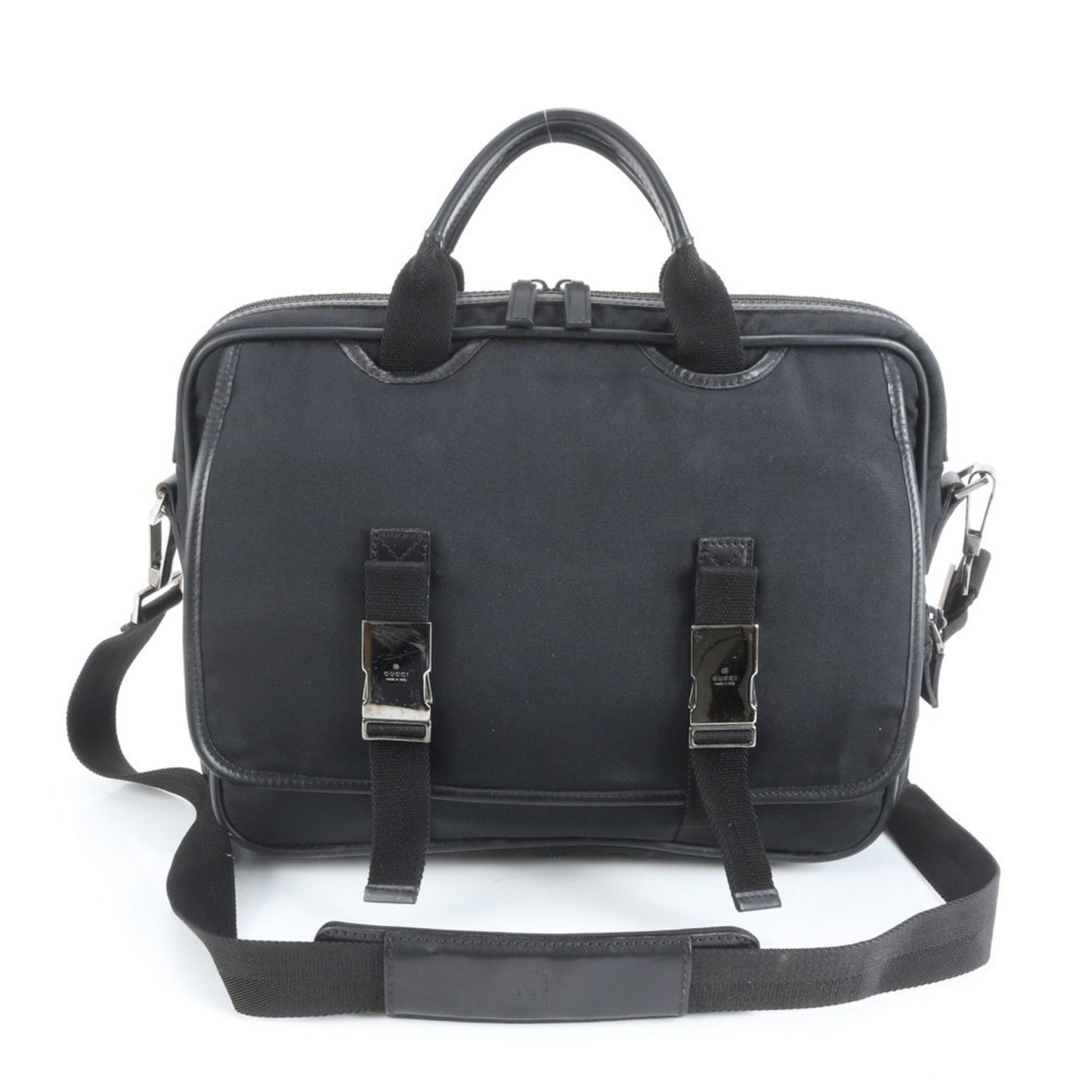 Gucci 131205 Leather 2-Way Briefcase/Tote Bag In Black