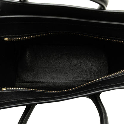 Celine Luggage Nano Shopper Tricolor Handbag Shoulder Bag 2Way Navy Black White Leather