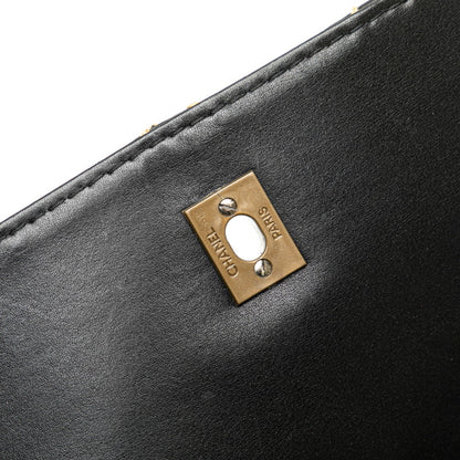 Chanel Coco Mark Wild Stitch Chain Shoulder Bag In Black Lambskin