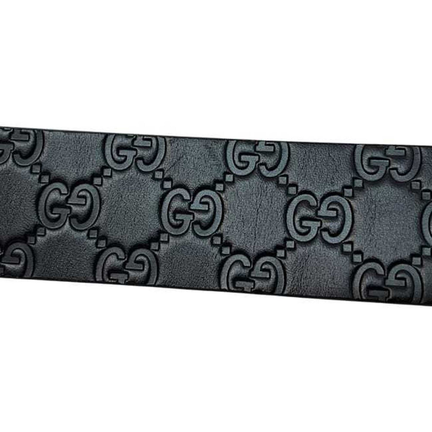 Gucci Belt Ec-24402 Black Striped 211362 479610 90 36 Waist 90Cm Leather Gucci Gg Embossed