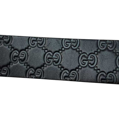 Gucci Belt Ec-24402 Black Striped 211362 479610 90 36 Waist 90Cm Leather Gucci Gg Embossed