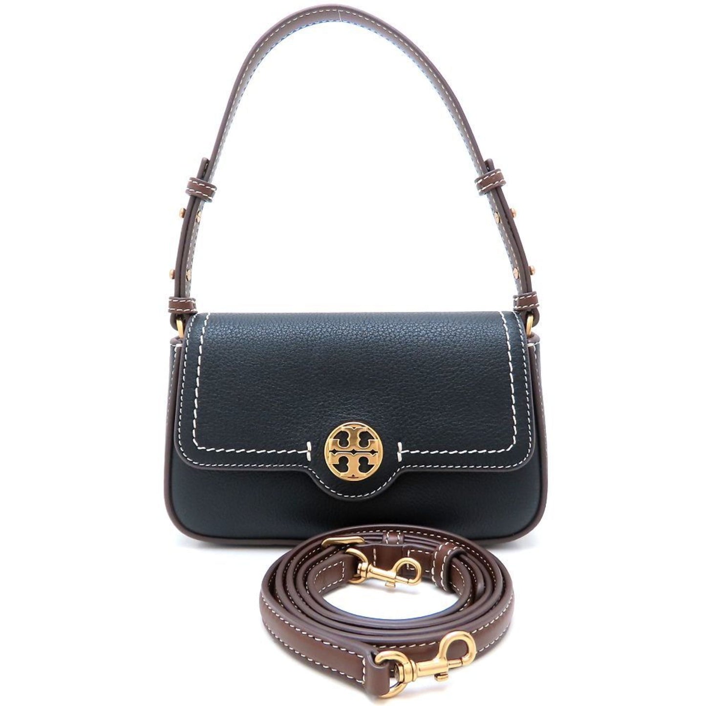 Tory Burch Felix Mini Flap Shoulder Bag In Black Leather