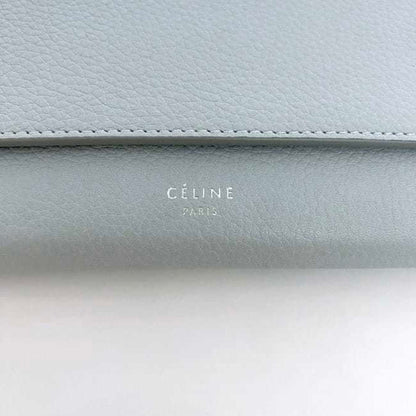 Celine Bifold Long Wallet Large Flap Multi-Function Light Blue 101673Au8 05Fr Leather Grain