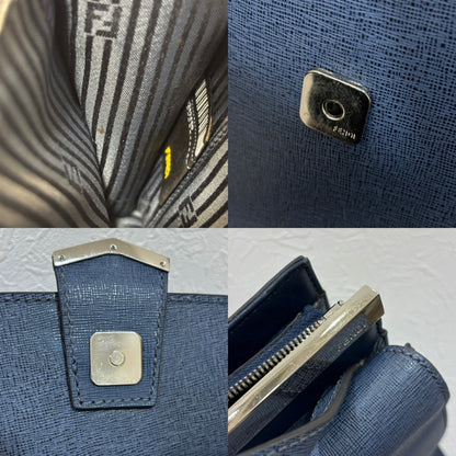 Fendi Demi Jour Shoulder Bag Handbag Leather Navy