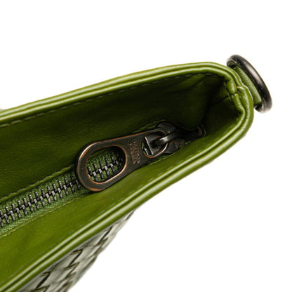 Bottega Veneta Intrecciato Crossbody Shoulder Bag In Green Leather