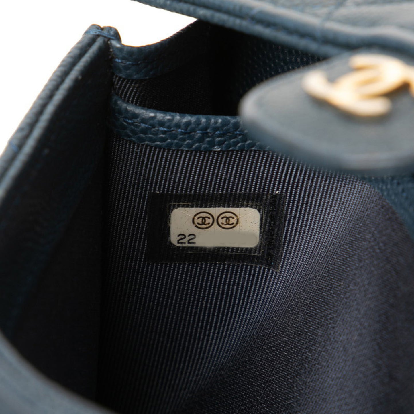 Chanel Matelasse Coco Mark Long Wallet Blue Caviar Leather