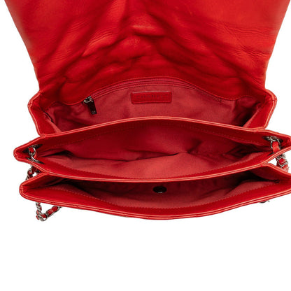 Chanel Matelasse Coco Mark Chain Shoulder Bag In Red Lambskin
