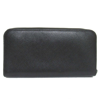 Prada Saffiano Leather Round Zip Long Wallet With Card Slots