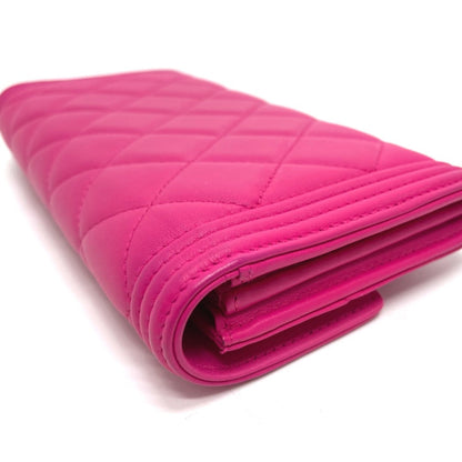 Chanel A80286 Matelasse Zip Around Long Wallet Pink Goldhardware