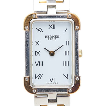 Herms Cloiseur Watch Cr1.220 Quartz Movement White Dial Stainless Steel Plated