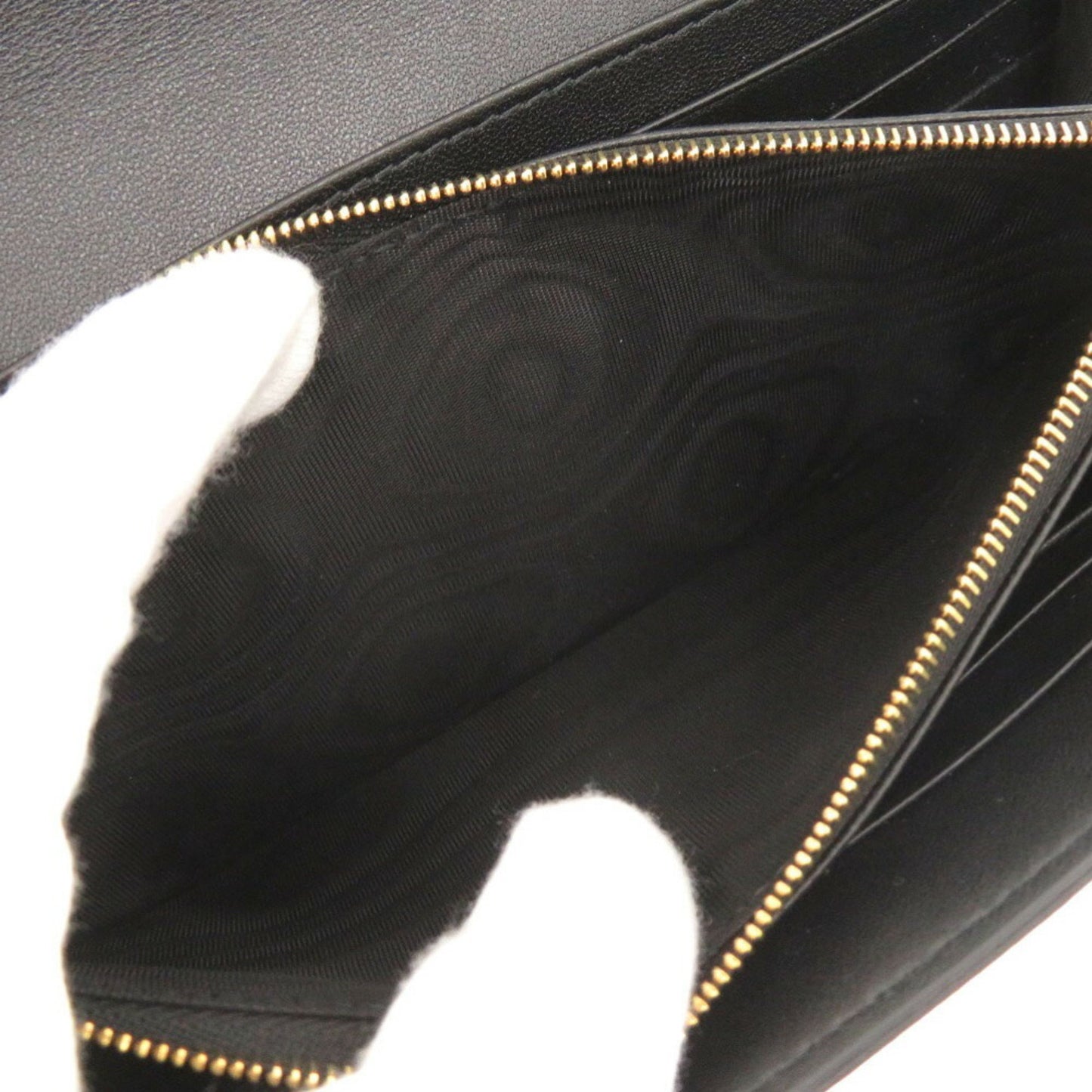 Like New Christian Dior Caro Orchid Cannage Calfskin Black Long Wallet 0068