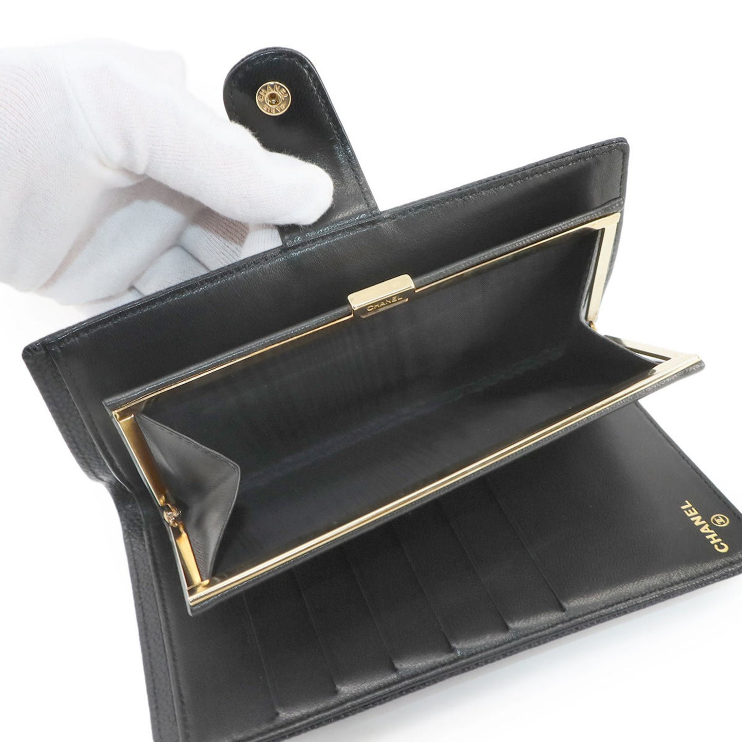 Chanel Caviar Leather Bifold Long Wallet In Black (A13498)