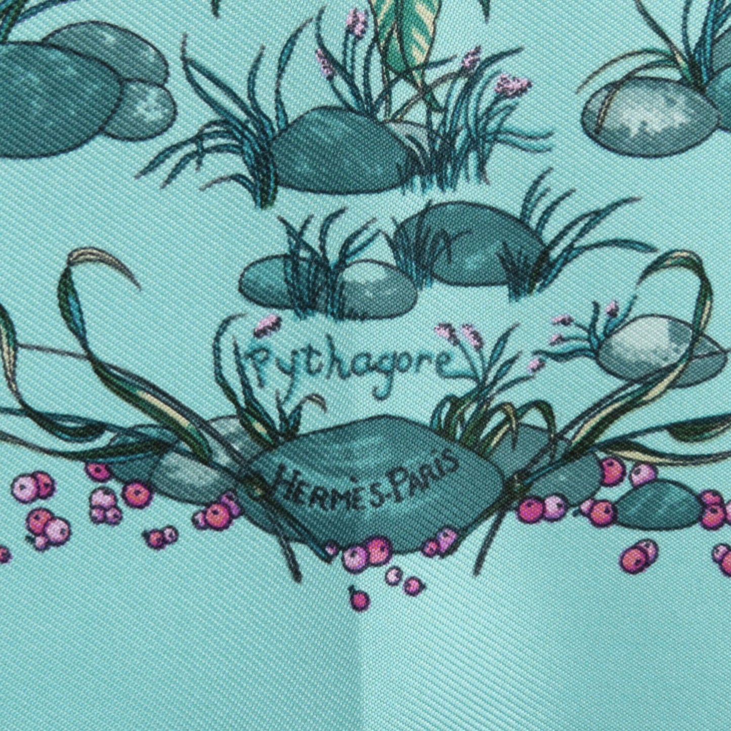 Like New Herms Carr 45 Pythagore Silk Multicolor Scarf Muffler 0086 Hermes